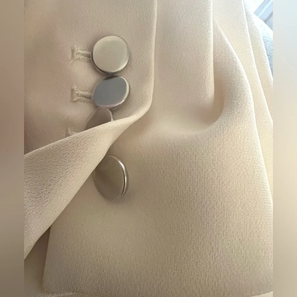 NWT Theory Relax SB JKT Rice Admiral Crepe White Jacket - Size 8 - Picture 6 of 9